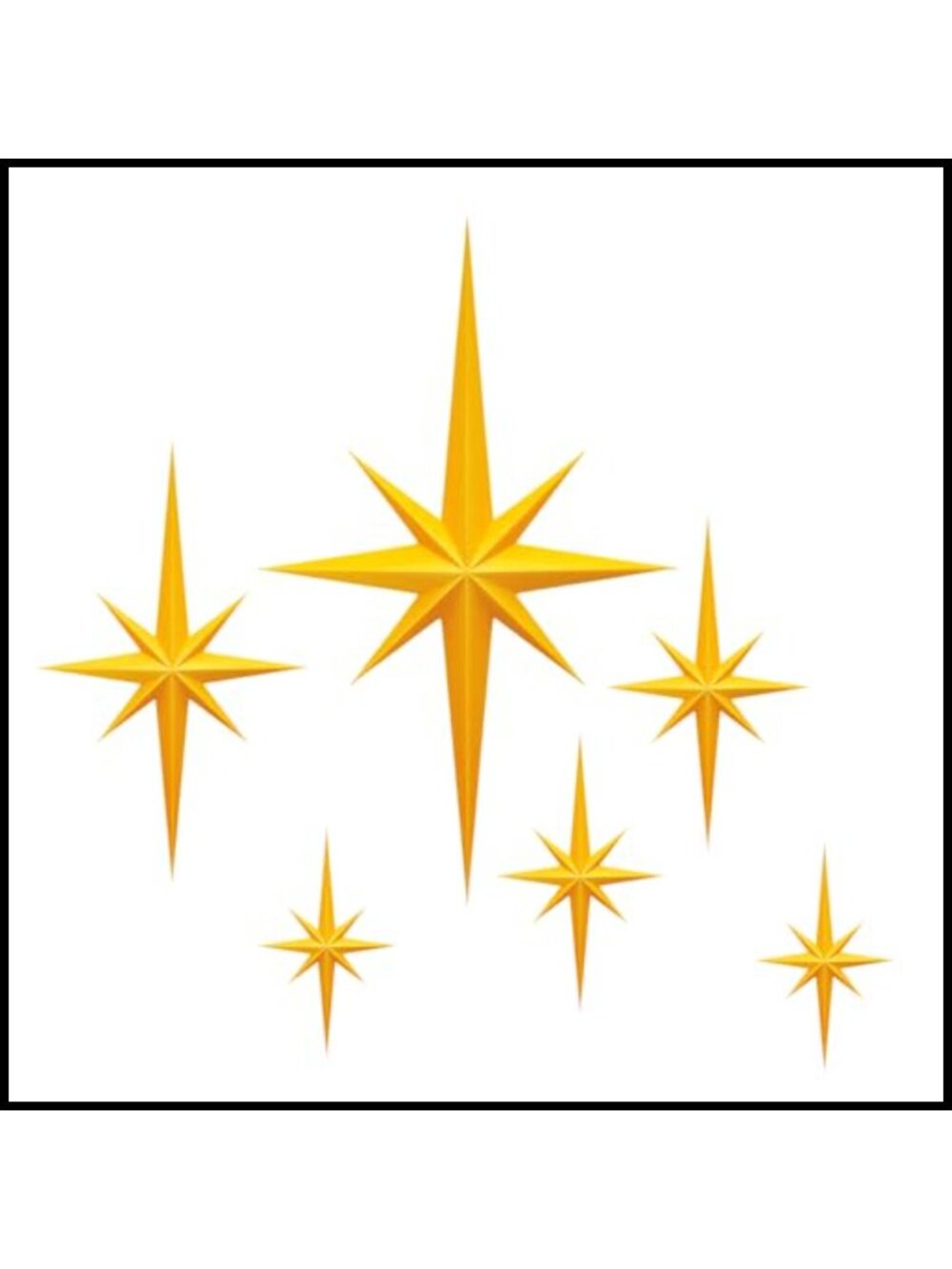 6Pc Mid Century Modern Star Wall Decor Set 3D Printed Lightweight Celestial